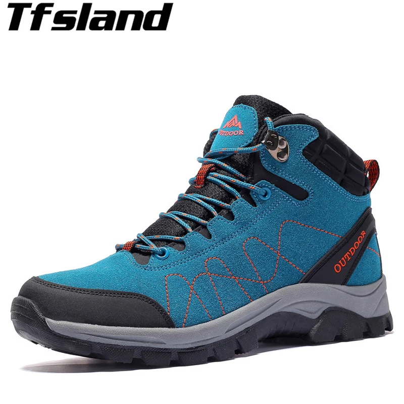 

Sneakers Women Waterproof Leather Hiking Shoes Men Warm Velvet Female Outdoor Sport Shoes Trekking Mountain Climbing Suede Boots