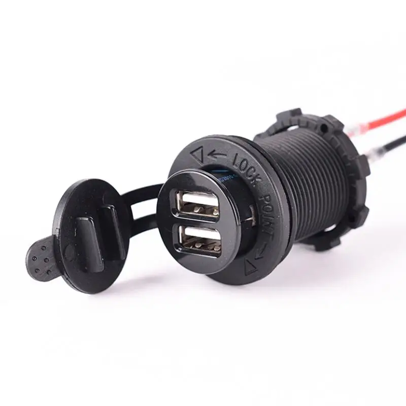 12 В Водонепроницаемая 2.1A розетка с двумя USB портами для автомобиля мотоцикла