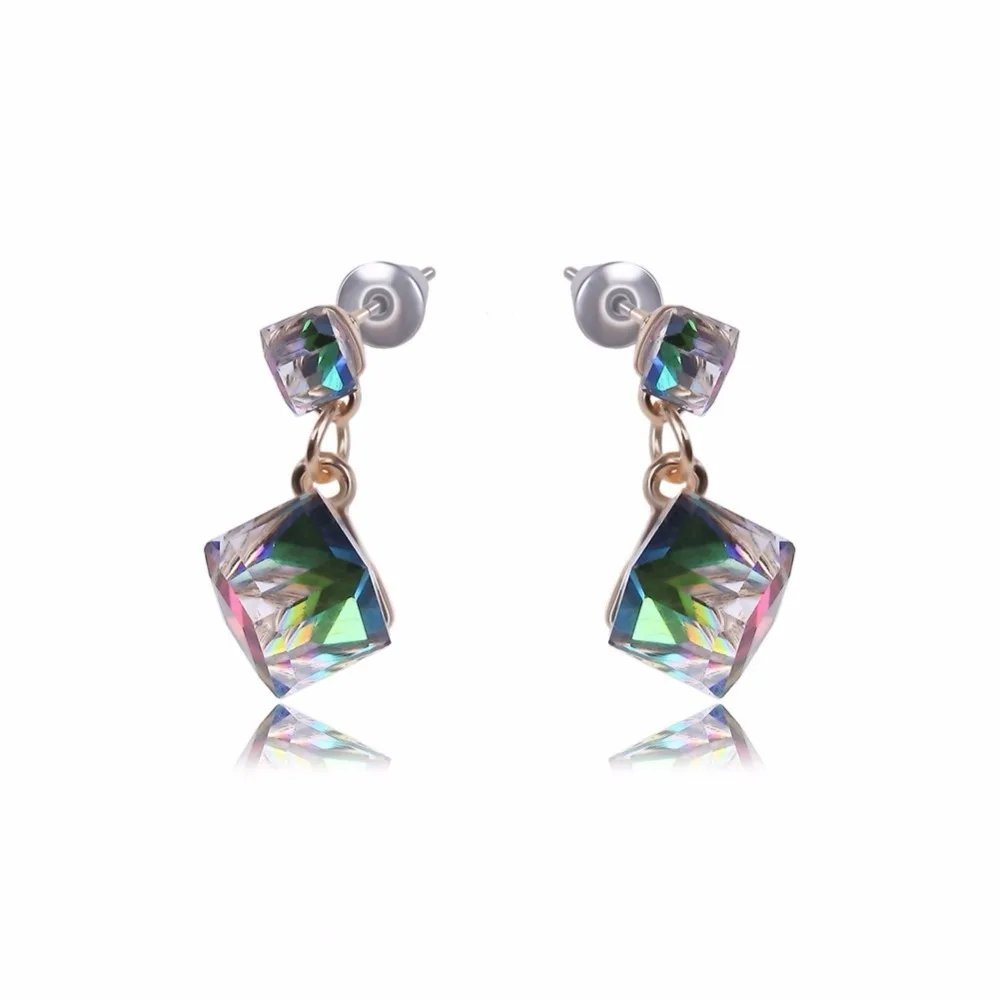 Fashion Crystal Earrings for Women Dangle Silver Earrings Studs Wedding Earring Jewelry 4 Colors Fashion Jewelry