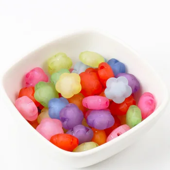 

New Hot Scrub Flower Beads Wholesale Mixed Acrylic Round Loose Beads Handmade Jewlery Accessory 14mm 20pcs