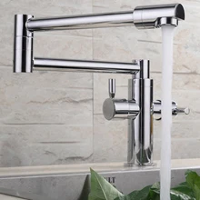 Кухня твердая латунь 360 Вращающийся шарнир хромированная отделка складной носик один/две ручки горячей и холодной воды кран Палуба Гора