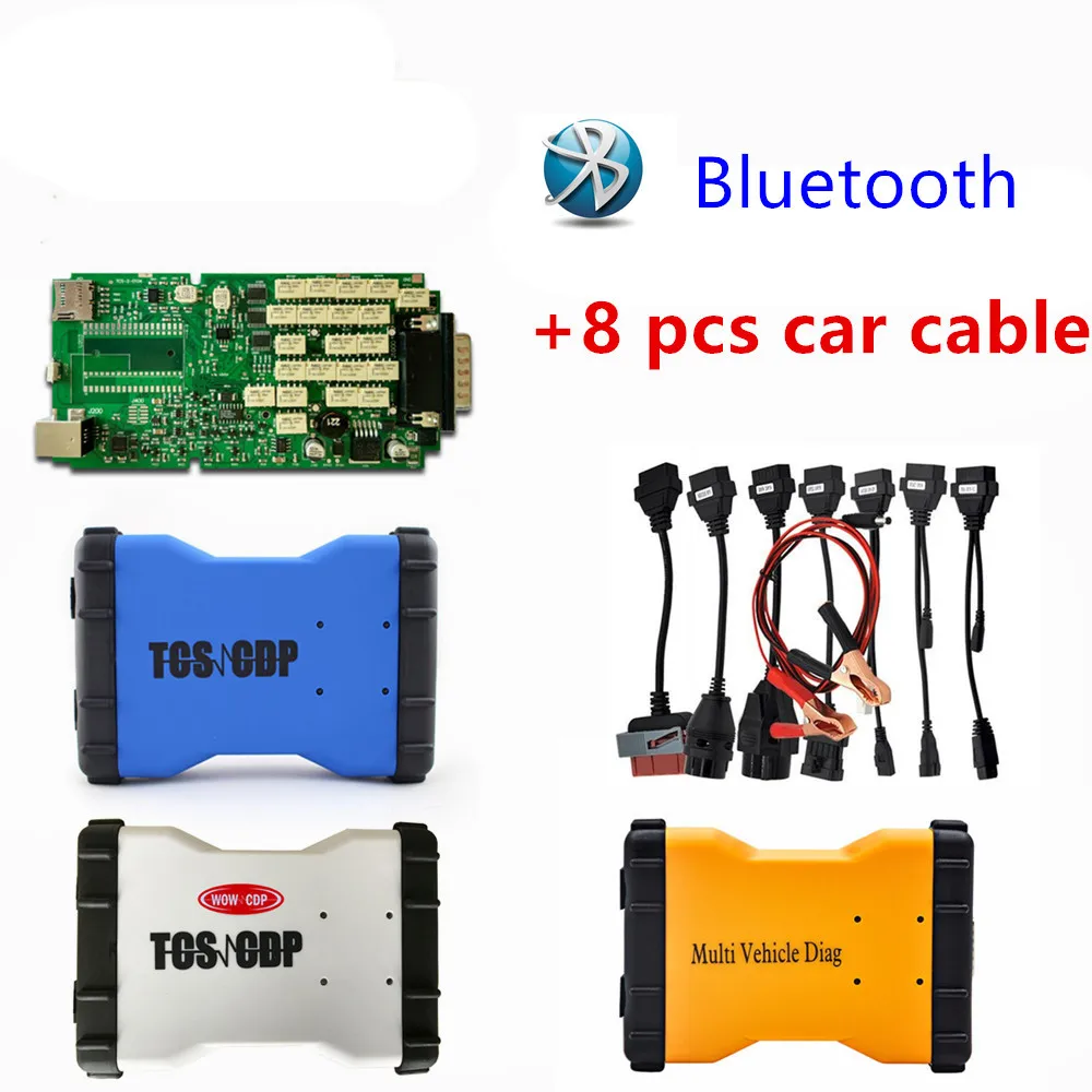 

DHL TCS CDP PRO new arrival green single pcb with Bluetooth+a set of car cable obd obd2 2016r0/2015r3 software scanner tool