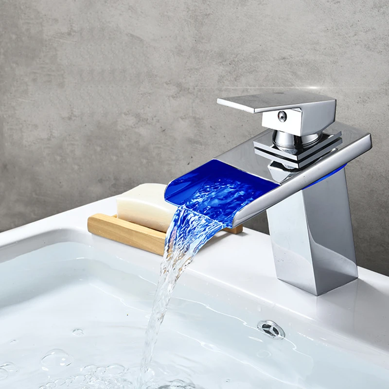 

waterfall faucets rectangle basin tap brass bathroom faucet hot and cold sink faucet torneira mixer for washbasin robinet kraan