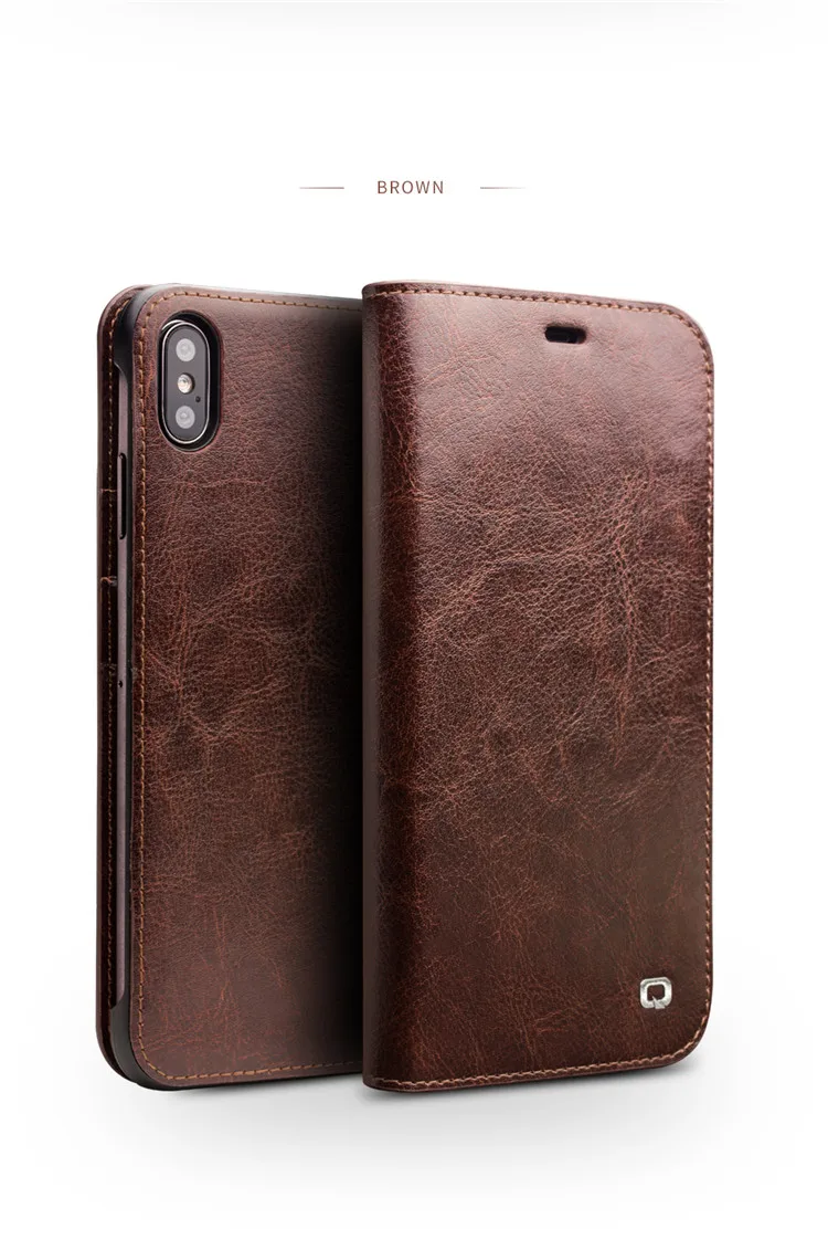 Case de Telefone para Iphone Slot para Cartão Capa para Iphonexs Qialino Luxo Ultra Fino Artesanal xs - xr Couro Genuíno Carteira Bolsa Flip Max 14 Qialino luxo ultra fino artesanal caso de