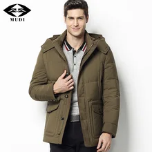 MUDI Brand Newest Men’s White Duck Down Coats Winter Thicker Keep Warm Hooded Overcoat Top Quality Business Male Parka Jackets