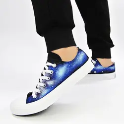 Вэнь Низкий Топ черный холст спортивная обувь Галактическая Туманность пространство оригинальный дизайн Ручная роспись обувь для мужчин