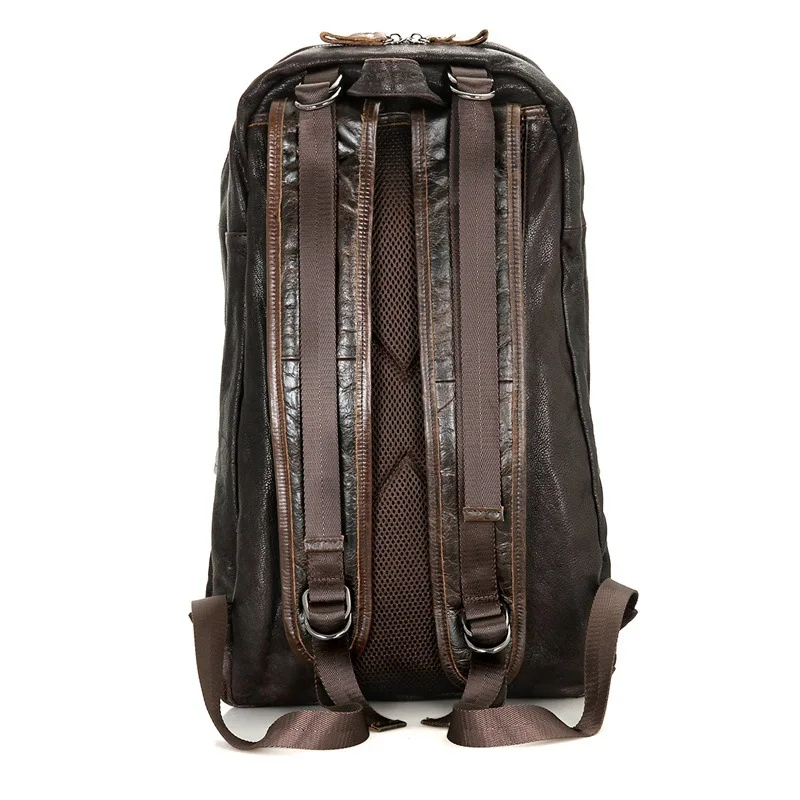 Weichen Leder männer Black M7340 Große ''laptop Nesitu Schwarz Frauen chocolate Reisetaschen Schokolade Männer Schaffell Echtem Rucksäcke 14 Kapazität aWYPwPZqHI