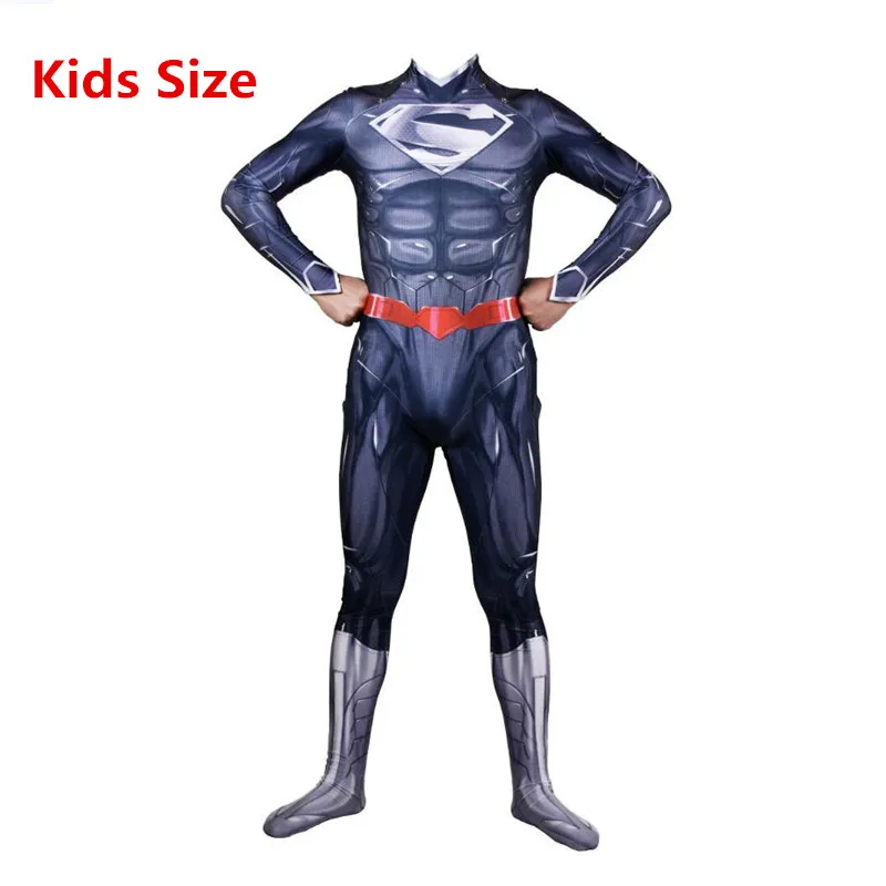 Костюм для косплея из аниме «Супермен», «Человек из стали», «Кларк Кент», «супергерой», Детский комбинезон для взрослых, костюм Zentai, костюм на заказ, Новинка - Цвет: Kids Size