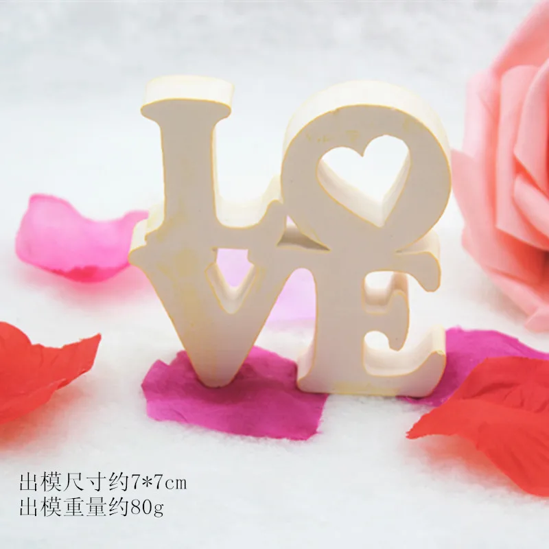 stereo Letter LOVE creative plaster pendant Silicon gel molds scented gypsum mold DIY Clay Ornament Gift mould