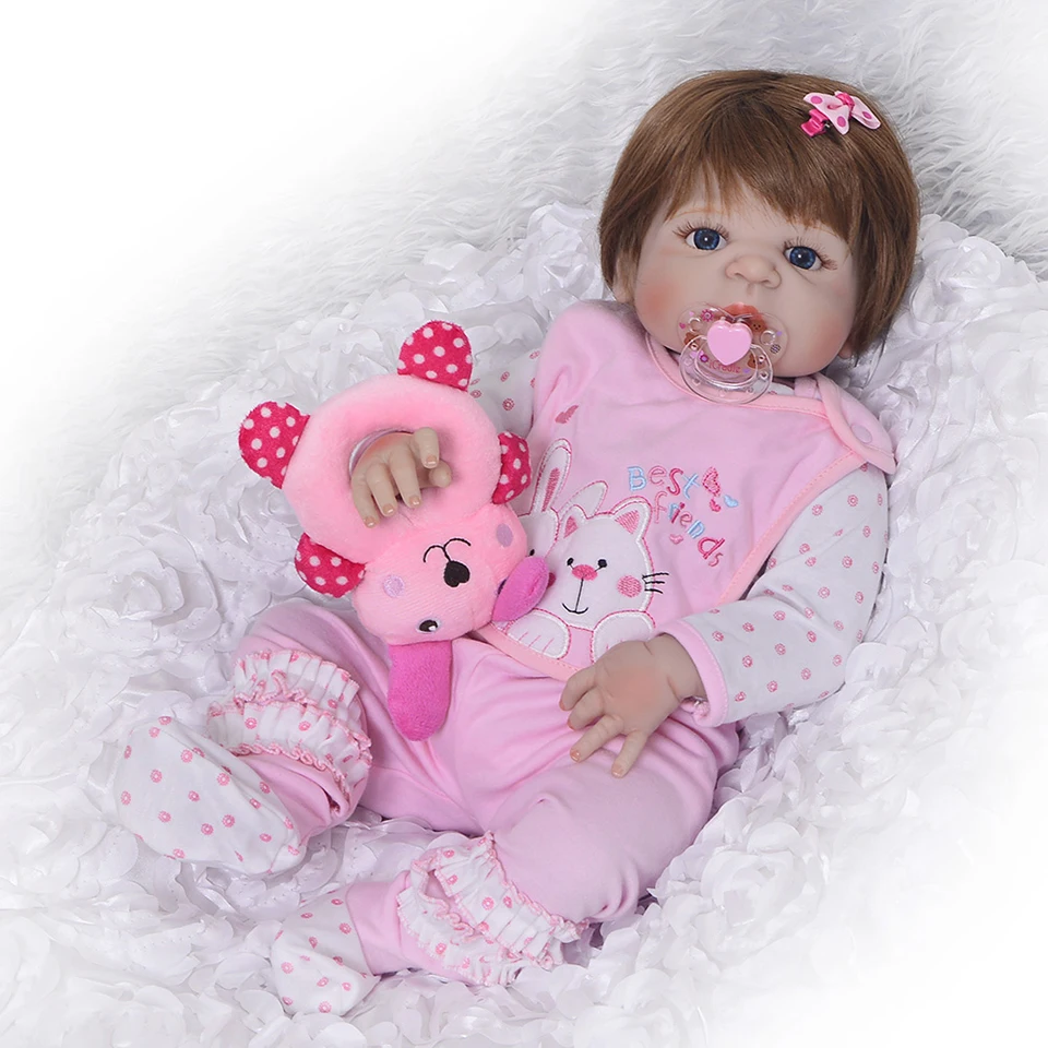 

Lifelike Silicone Reborn Baby Menina Alive 23'' Newborn Baby Dolls Full Vinyl body Wear bebe Infant Clothes Truly Kids Playmates