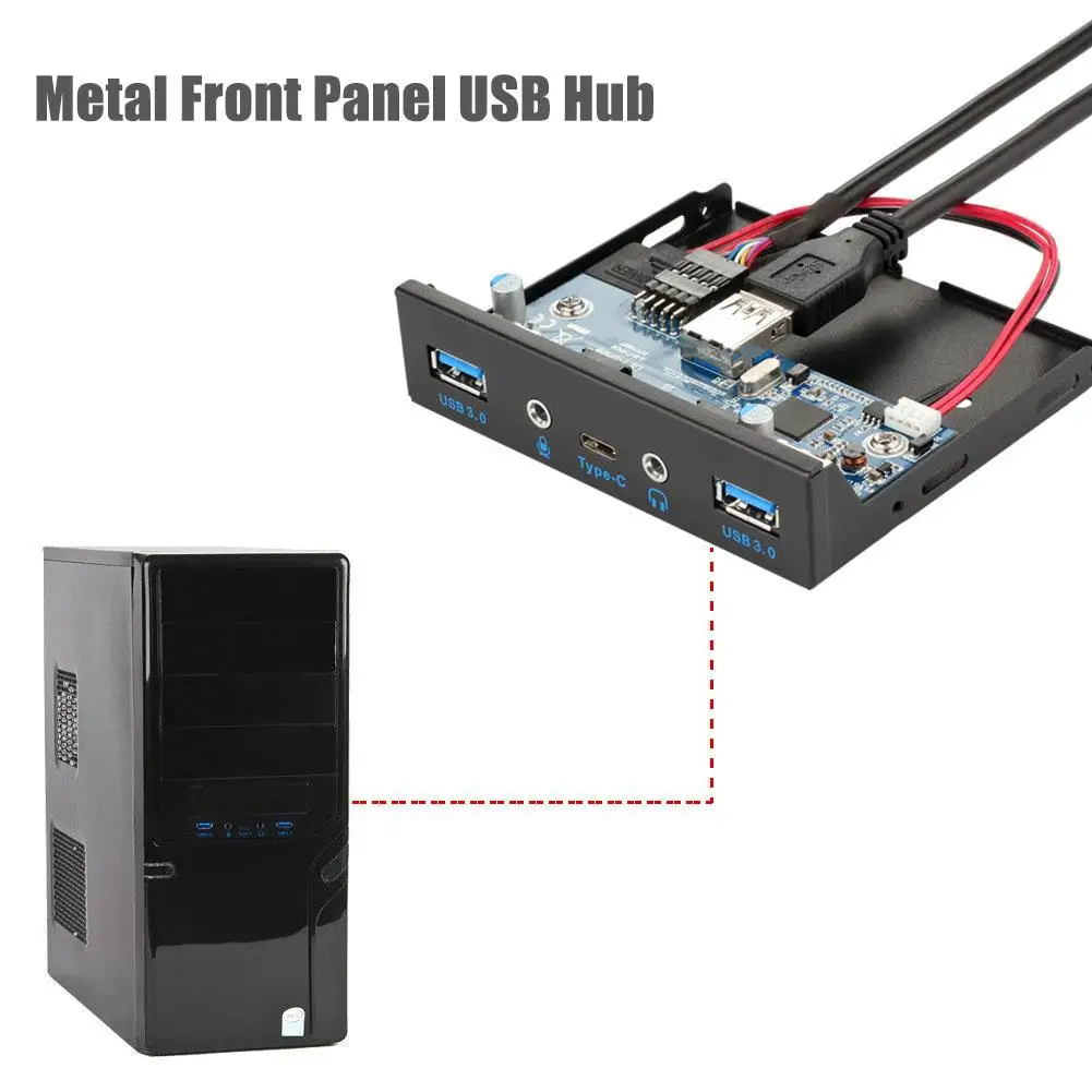 USB3.1* 2 type-C передний обратный аудио 3,5 дюймов интерфейс Передняя панель настольный компьютер металлическая передняя панель usb-хаб