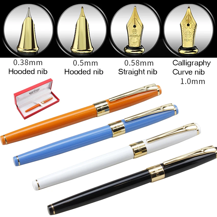 

Calligraphy Curvde Nib / Straight Nib / Hooded Nib Fountain Pen with gift box Original HERO 1506 FREE SHIPPING