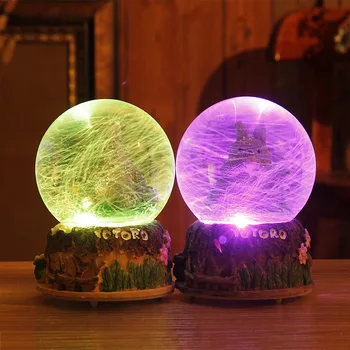 

Cartoon Resin TOTORO Crystal Ball With Snow Mechanism Rotation Music Box Ornaments Water Polo Snowball Music Box New Year Gifts