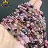 Perles Tourmaline naturelles, colorées, amples, pour la fabrication de Bracelet bijoux à bricoler soi-même, brins de 15 pouces, 4-8mm ► Photo 3/6