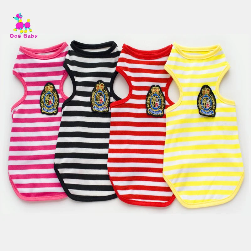 Dogbaby cool Casual Summer Pet Dog Vest British Style Shirt Striped T