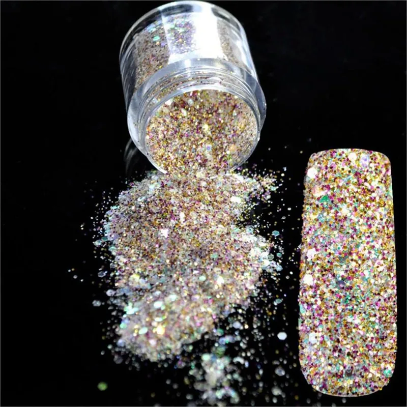 

5g/ Box Laser Nail Glitter Powder Sequins Holo Hexagon Nail Glitter Paillettes Nail Art Glitter Sparkles Manicure Dust