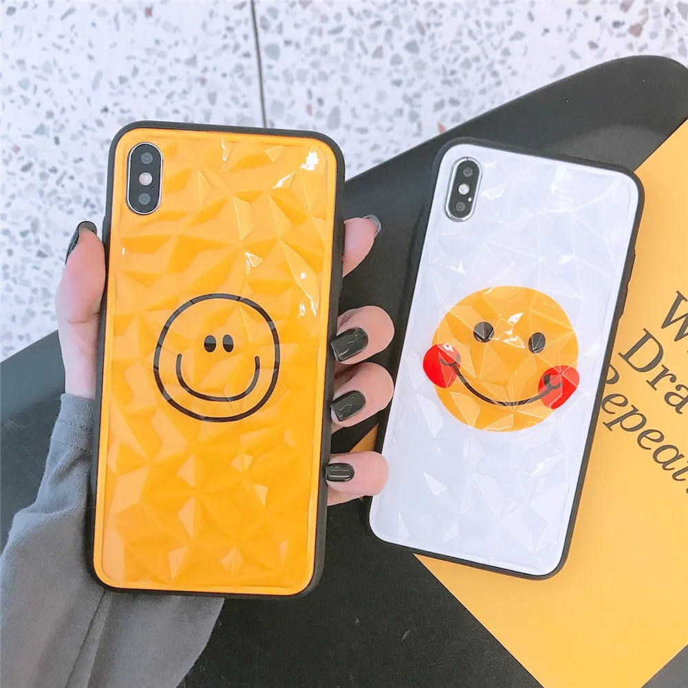 

ZRICKIE Smile Face 3D Diamond Texture Case For iPhone X XS MAX Soft Phone Cover for iPhone 6 6S 7 8 Plus Soft TPU Cover Case