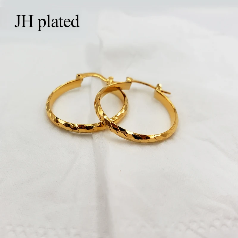 JHplated Arab Fashion 24K Hoop Earrings for Women's/Girls Gold Color Jewelry Middle East Africa Ethiopian best Gifts Party