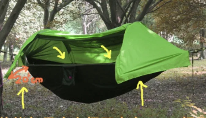 Гамак палатка с москитной сеткой дождевик водонепроницаемый портативный Кемпинг - Цвет: Зеленый