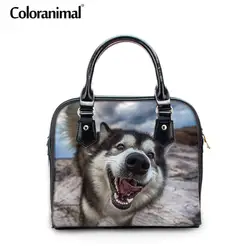 Coloranimal Alaskan Malamute Роскошные Сумки из искусственной кожи для женщин сумка Сибирский хаски милый рисунок собаки Sac основной