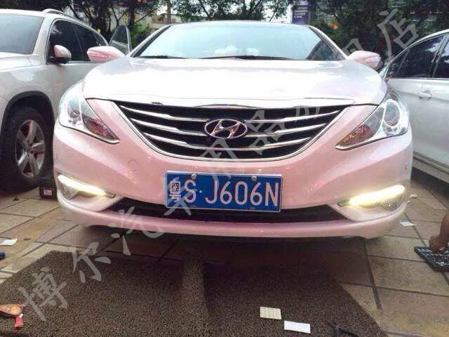 Горячая распродажа! 12 V 6000 k светодиодный DRL Дневной Бег свет для hyundai Sonata 2013 противотуманная фара рамка противотуманная фара супер белый