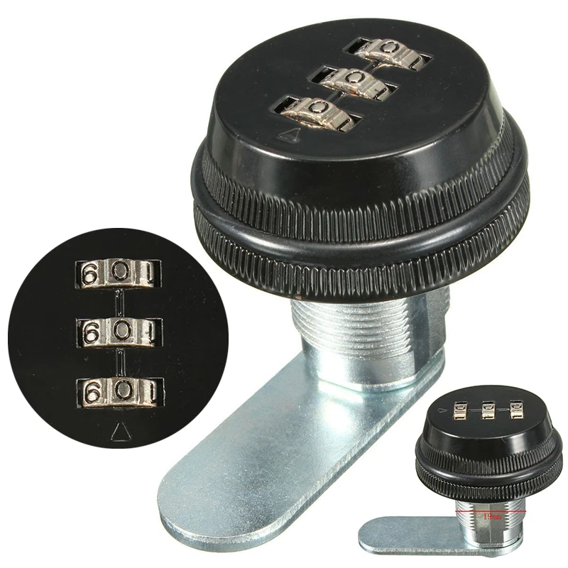 

1pc 3 Digit Combination Cam Lock Chrome Black Mailbox Lock Furniture Locks Cam Lock Keyless for Drawer Cabinet Home Hardware