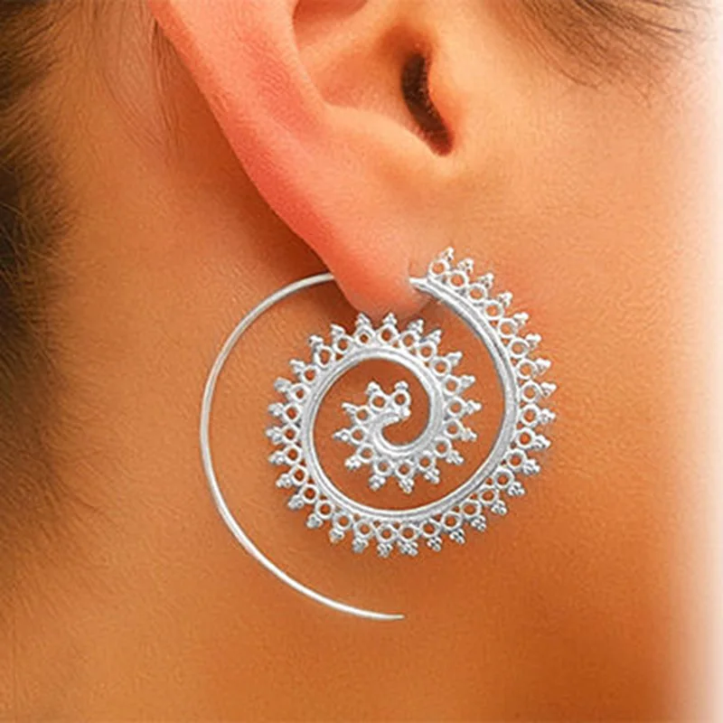 Fashion Romantic spiral stud Earring Ear Stud Earrings for women Statement Jewelry Free Shipping