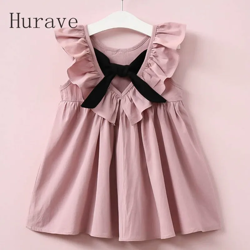 Summer 2017 New Casual Style Fashion Fly Sleeve Girls Bow Dress Girl Clothing For Children Cute