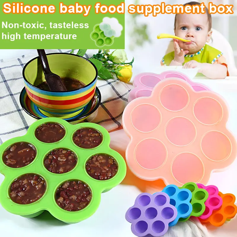 

Silicone Ice Making Molds Pot Accessories Baby Food Storage Trays with Lid BM88