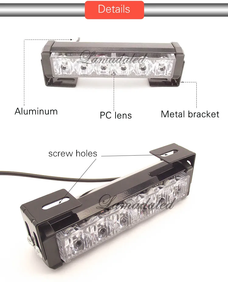  2pcs 16cm split led car grille strobe lights bar automobile flash lamp stroboscope police led warni - 32762824372