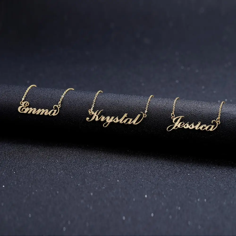 Заказное именное ожерелье Настоящее 14K золото имя кулон ожерелья для женщин Hanmade