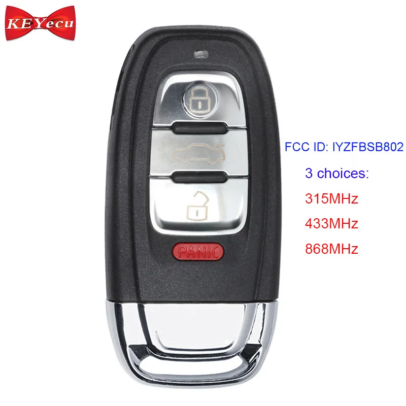 KEYECU для Audi A3 A4 A5 A6 A8 Quattro Q5 Q7 R8 дистанционный смарт ключ брелок FCC ID IYZFBSB802 315/ 433/
