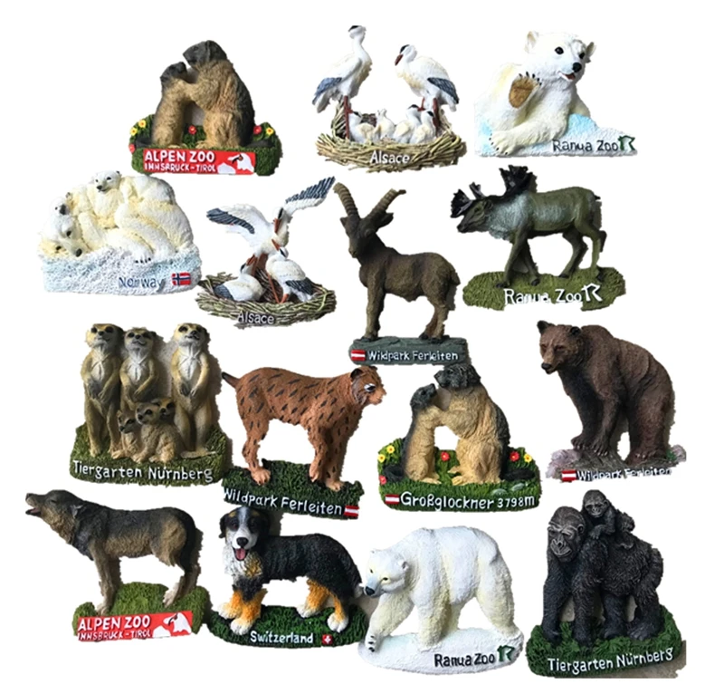 Новые 3D магниты на холодильник Alpen Zoo ручной работы с рисунком туристические