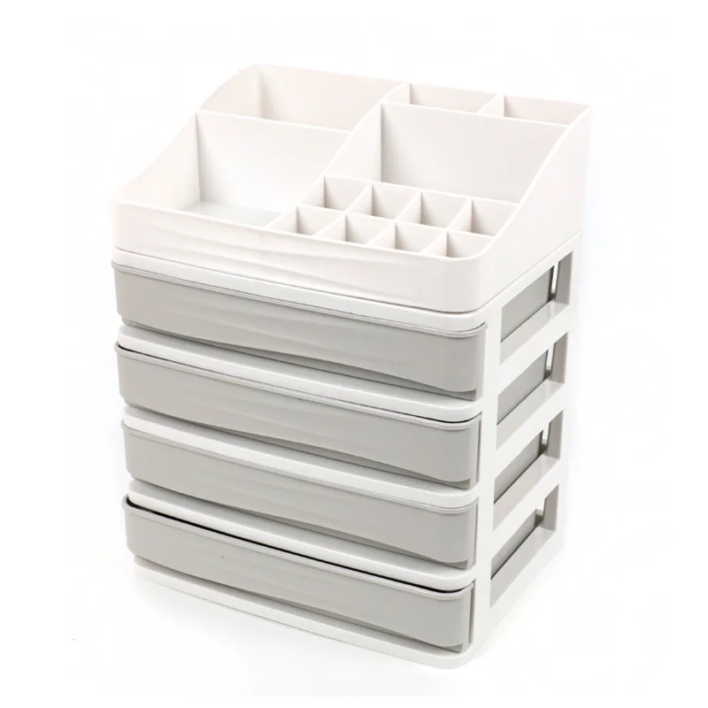 Пластиковый ювелирный Гель-лак для ногтей коробка-органайзер ящик для косметики Настольный Sundry органайзеры косметический ящик для хранения - Цвет: grey 4 layer drawer