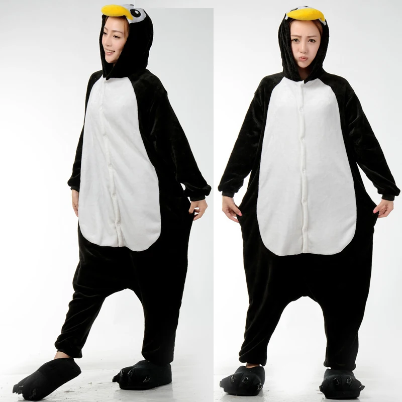 Кигуруми Пингвин пижамы длинный рукав с капюшоном животных вечерние фланелевый костюм для косплея комбинезоны мультфильм животных