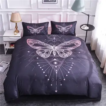 

Boniu 3d Purple and Wthie Butterfly Pattern Bedding Set for Girls 3pcs Geometric Eye Print Duvet Cover with Pillow Cases Bed Set