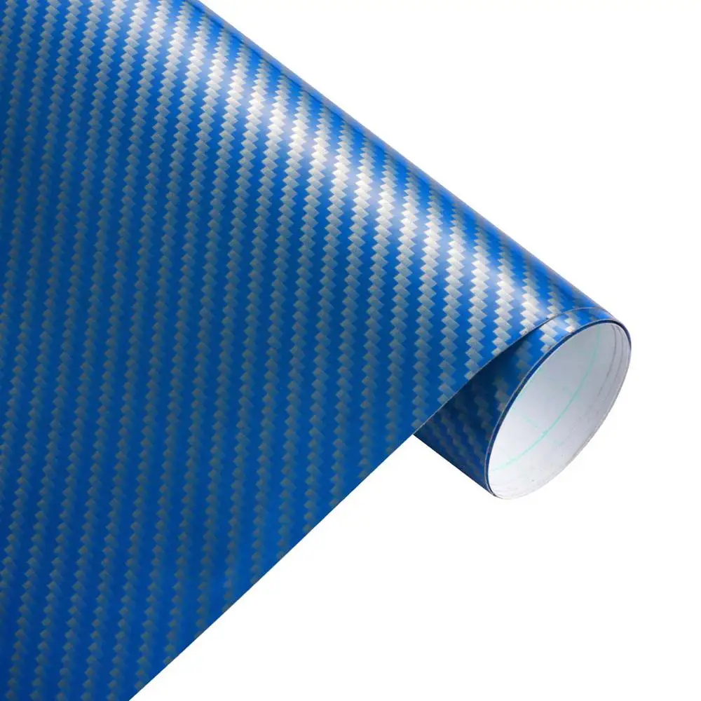 30 см x 100 см Глянцевая 2D виниловая пленка из углеродного волокна DIY для автомобиля, мотоцикла, декоративная пленка ping, автомобильные аксессуары - Название цвета: Blue with Silver