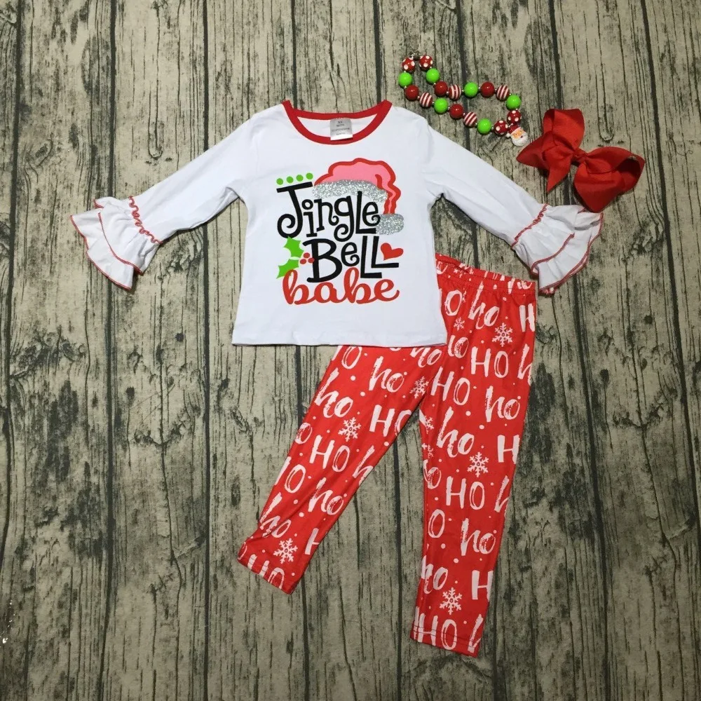 Girls Christmas Santa Claus Holiday Outfit Red Winter Fashion Leggings Scarf 2t