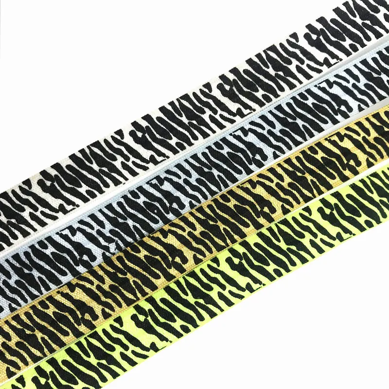 

10 yards 16mm Zebra pattern Leopard Print Fold Over Elastic giraffe FOE Ribbon DIY Hair Accessories Webbing Wristband Bracelet