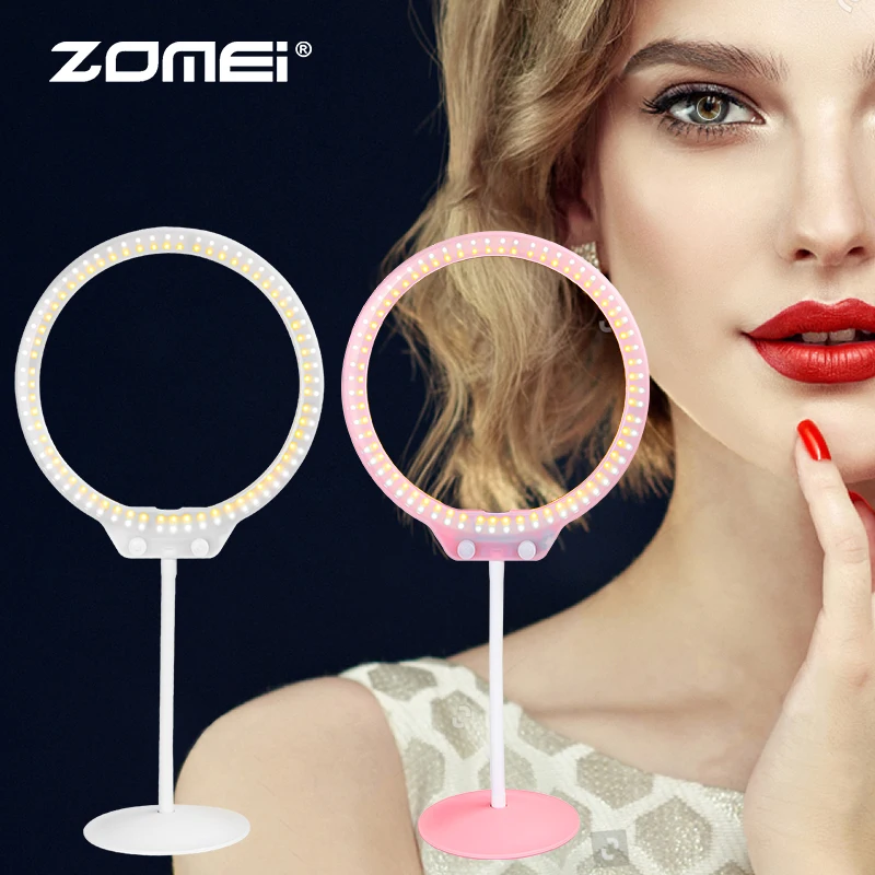 

ZOMEI 10 inch ZM128 Live Fill Light Beauty Ring Light Dimming With Phone Stand LED Ring Light 7.5W Mirror For Makeup Photo Light