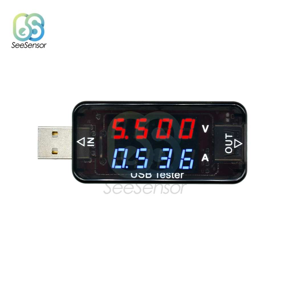 

USB Current Voltage Charging Detector 4 Digits Mobile Power Current Voltmeter Ammeter Voltage Charger Tester Double Row Shows