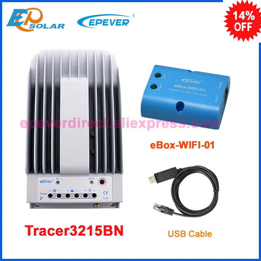 

12v/24v auto work 30A 30amp MPPT Tracer3215BN with wifi BOX USB cable for 24v 780w system use EPSolar/EPEVER