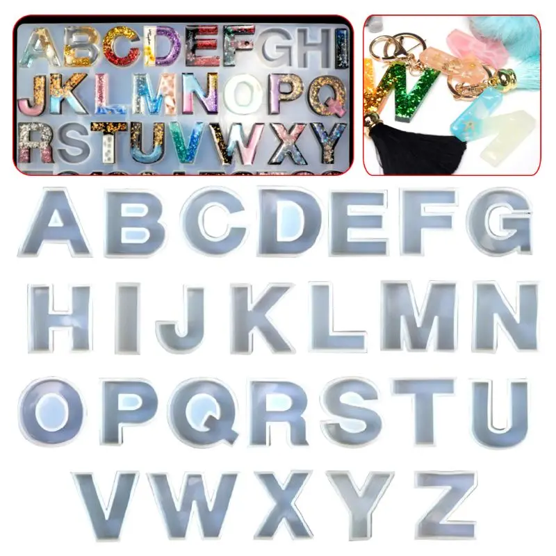 

26 Pcs/set Crystal Epoxy English Letters Alphabet Silicone Mould DIY Handmade Jewelry Creative Pendant Model UV Mold