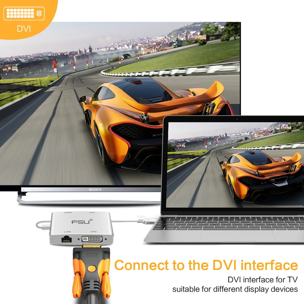 4 в 1 мини usb 3 0 к HDMI конвертер коробка 1080P USB VGA DVI 10/100 Ethernet Lan адаптер кабель для