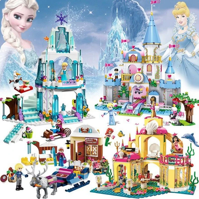 

Princess Series Elsa Magical Ice Castle Cinderella Set Educational Building Block Bricks Toy For Kids Compatible With Legoinglys