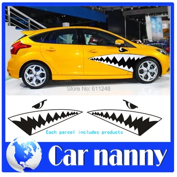 

Car styling 2PCS Shark car sticker Waterproof material car body Decals 3D change color film for all car models animal stickers