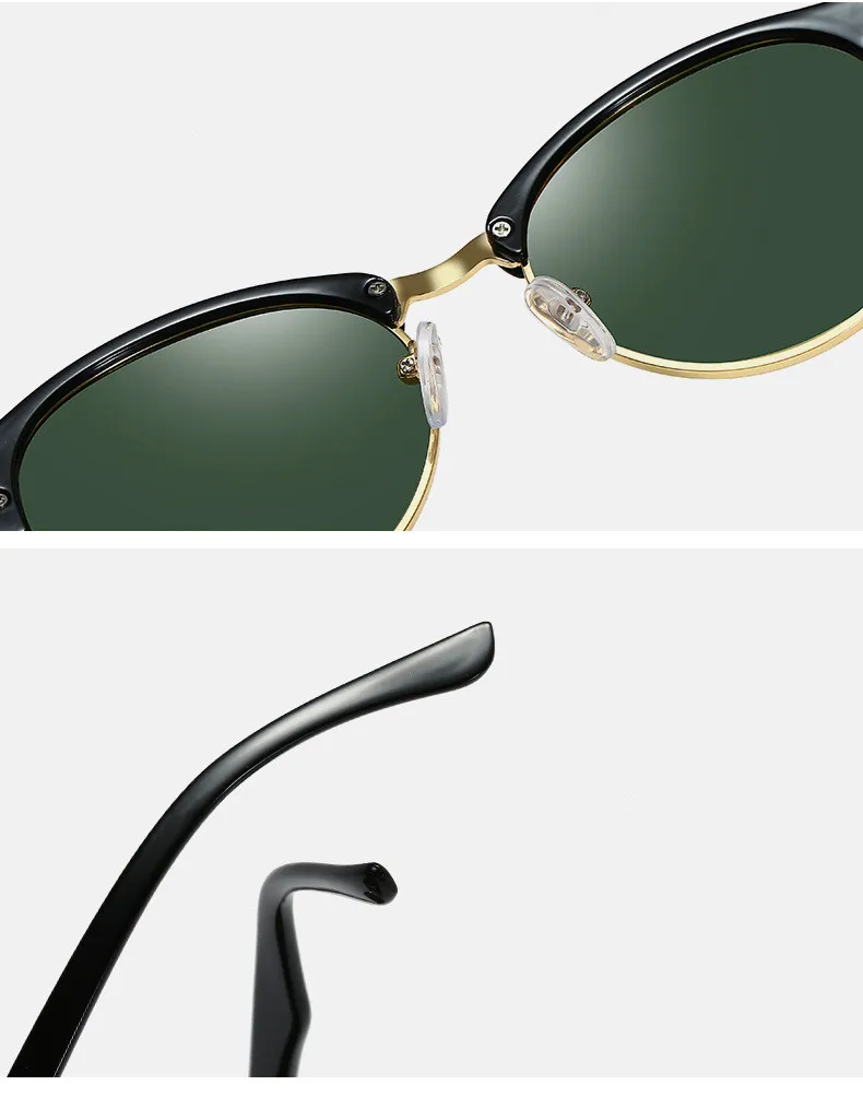 VWKTUUN Polarized Sunglasses Men Half Frame Round Sun glasses For Women Driving Goggles UV400 Shades New Brand Designer Glasses