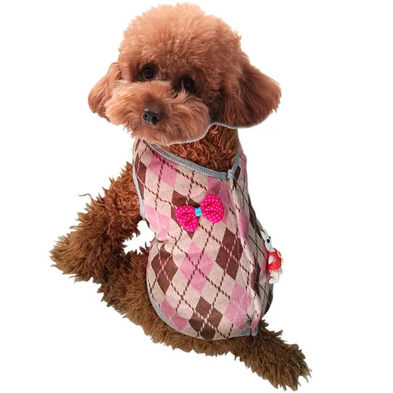 Pet Dog clothes small Puppy Sweater Fleece Clothes winter Warm Knitwear Vintage plaid print