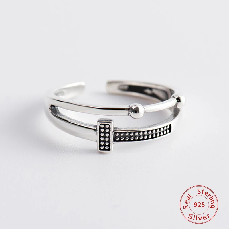 

New Annual Punk Double Line Cross Rings for Women Geometric Jewelry Encircle Rings Adjustable Cool Gifts