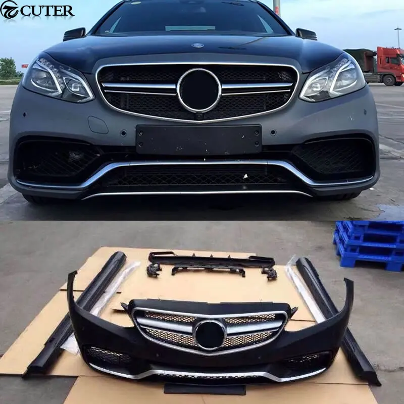 W212 E63 AMG стильный комплект кузова автомобиля FRP Неокрашенный передний бампер задний бампер боковые юбки для Mercedes Benz W212 E300 AMG 14-16